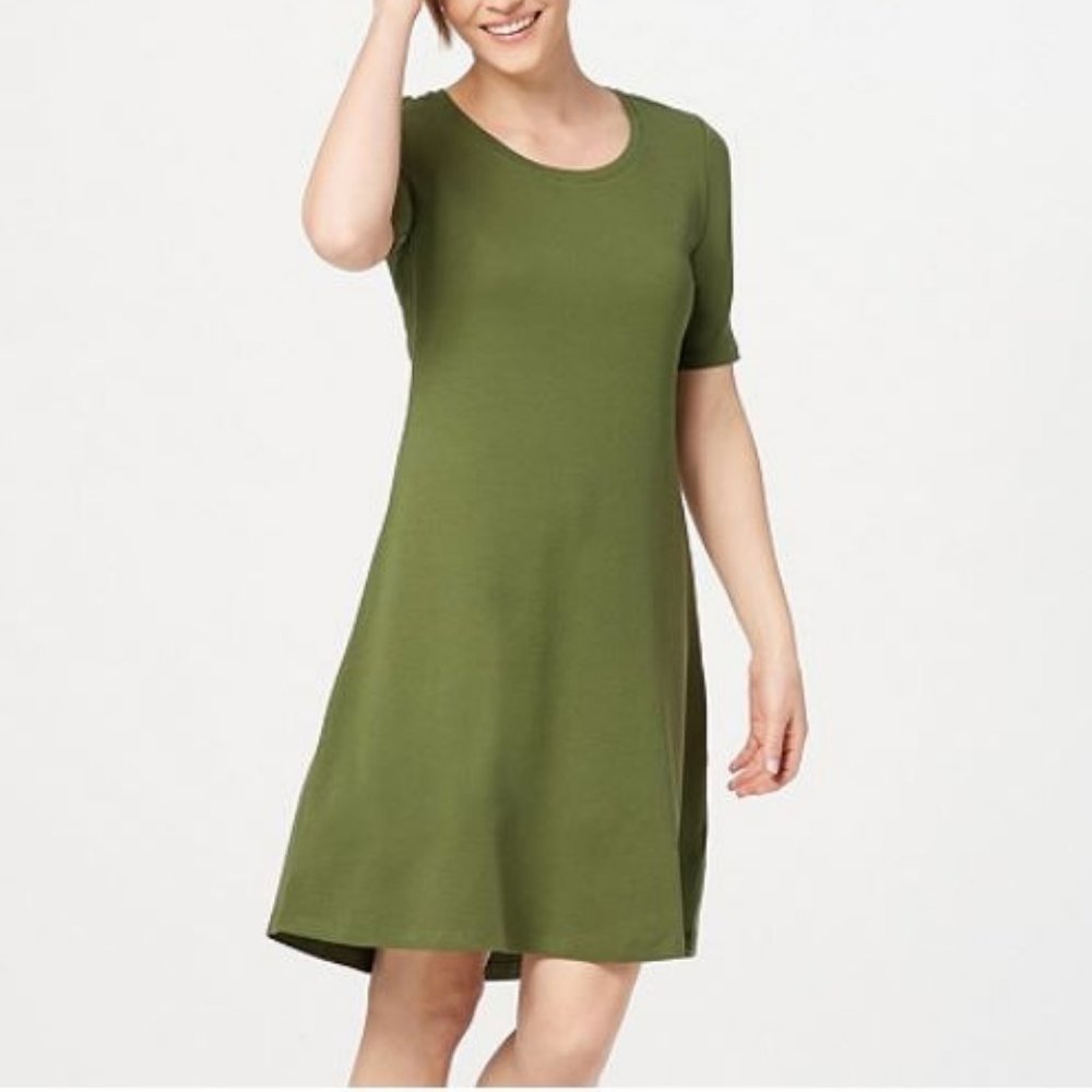 Isaac Mizrahi Pima Cotton Elbow- Sleeve Dress 3307 - Picture 1 of 2